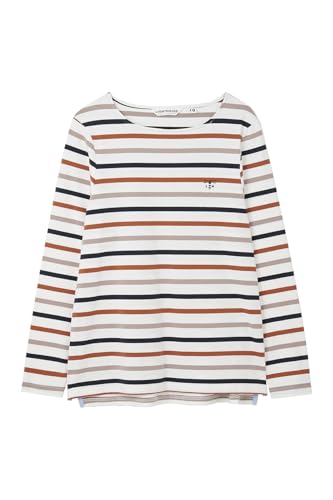 Image of LightHouse Womens Causeway Breton Top - Ladies Long-Sleeved Cotton Stretch Tee - Rust Mocha Black Stripe - 10
