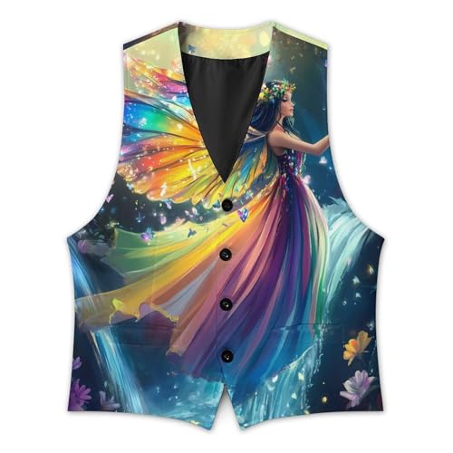 Beautiful Butterfly Fairy Mens Slim Fit Suit Vest Dress Waistcoat Casual Business Vest3