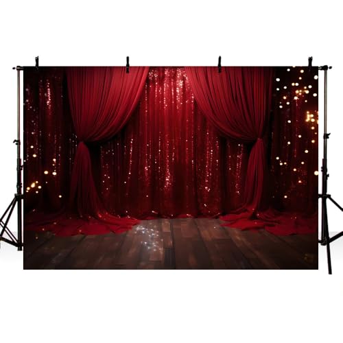 AIBIIN Cortina roja de 2,1 x 1,5 m, telón de fondo para fotografía, graduación, graduación, cine, fiesta, banquete, cumpleaños, fotos, suministros de decoración