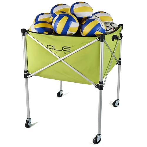 OLE ANDIGO Ball Cart,Volleyball Ball Cart with Wheels 26 Balls Portable Ball Cart,Ball Storage,Collapsible Sports Ball Equipment Cart for Volleyball, Rugby,Soccer【 Indoor Outdoor】