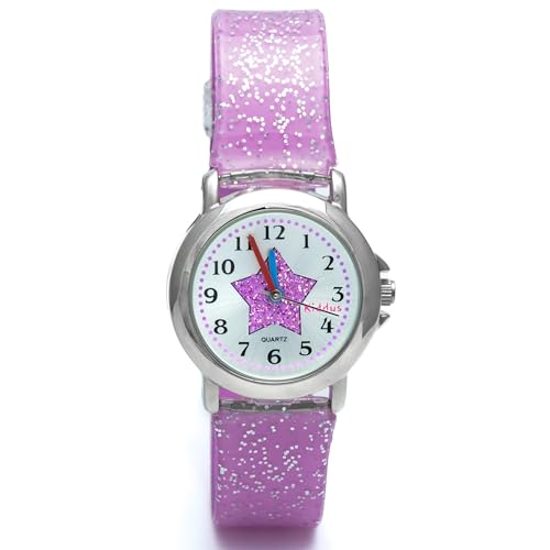 Reloj Kiddus de niña para regalo de cumpleaños con purpurina y didáctico 3