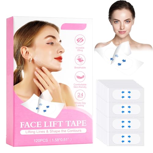 Face Lift Tape Invisible - Face Tape for Instant V Shape & Double Chin - Anti Wrinkle Patches, Neck Lift Tape for Lifting Sagging Skin - Breathable UK Face Tape for Tightening and Firming (120pcs)