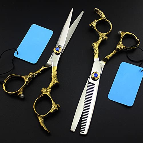 Ciseaux de coiffure 6 pouces anti-fourches en acier or pour désépaissir
