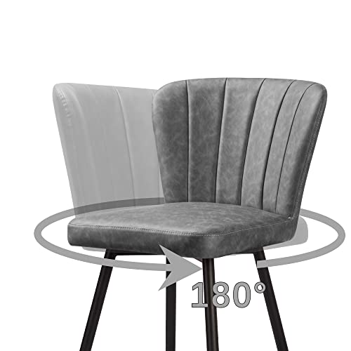 Comfy To Go 180 Swivel Bar Stools Set Of 2, Modern Pu Leather Counter Height Bar Stools With Back, Armless Chairs For Pub Kitchen Dining Room(Grey) #TOP6