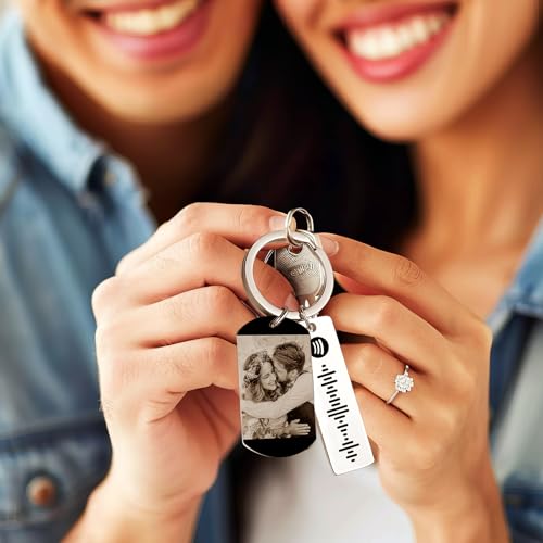 image for Smile lab Personalized Music Spotify Keychain with Calendar & Picture 