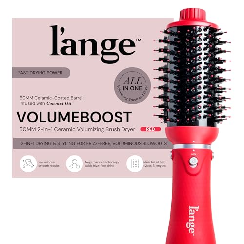 L'ANGE HAIR VolumeBoost 60mm 2-in-1 Ceramic Volumizing Brush Dryer | Fast Drying & Styling for Frizz-Free, Voluminous Blowouts | Ceramic-Coated Barrel (Blush)