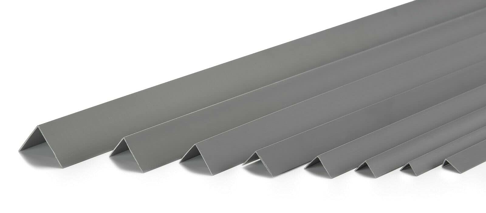 Cezar Dark Grey 1 Metre Self-Adhesive Plastic Pvc Corner 90 Degree Angle Trim Tmw Profiles (15X15 Mm (0.59In X 0.59In), )
