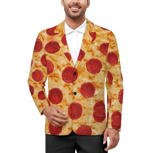 Pepperoni Pizza Men's Suit Jacket 2 Button Lapel Blazers Tuxedo Business Coat for Wedding Party