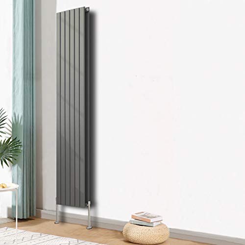 Blümme Vertical Double Flat Panel Designer Radiator Bathroom Heater Central Heating Radiators 1800 x 408mm Anthracite