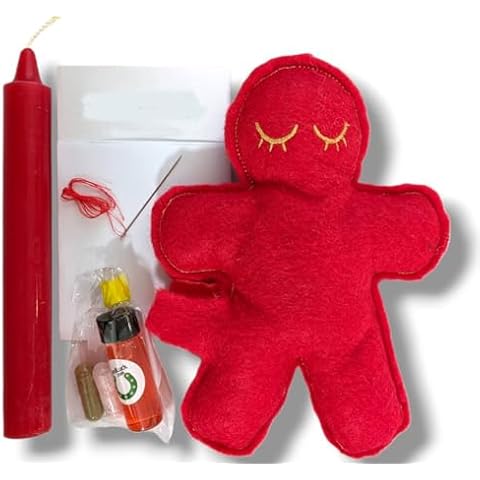 Victoria Rey Love & Attraction Red Poppet/Voodoo Doll Kit for Prayer and Spellcasting, Green Cover
