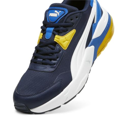 PUMA Mens VIS2K Sneaker, Club Navy Mens White-Pelé Yellow, 13