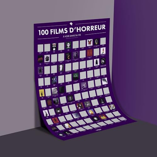 Poster à gratter 100 films d'horreur Opari, affiche 70x50 cm illustrée fabriquée en France