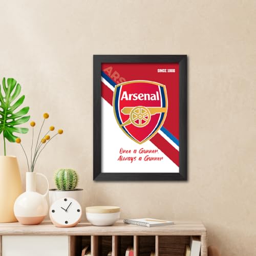 Image of TenorArts Arsenal Football Club Poster Logo Tagline Laminated Photo Frame Painting with Matt Finish Black Textures(12 inches x 9inches)