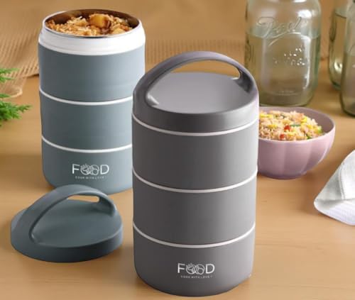 Image of 3 Layer Steel Insulated Lunch Box for Office Use | Leak-Proof Tiffn Box with Airtight Food Containers | Durable Hot Tiffin Box for Office,School,Travel | Lunch Box for Men Women Kids(1-pcs)
