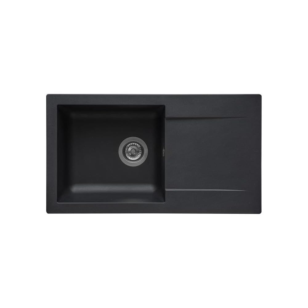 Evier a encastrer EINNA, en SMC NOIR PAILLETE - 06, 1 bac, dim. 78 * 43,5 cm, vidage manuel