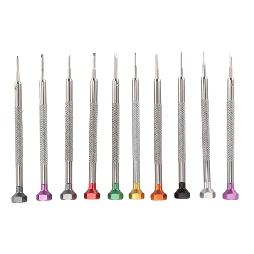 10pcs Miniature Screwdriver Set Aluminum Stainless Steel Cross Flat Watch Repair Screwdriver Set for Watches Jewelry Eyeglasses