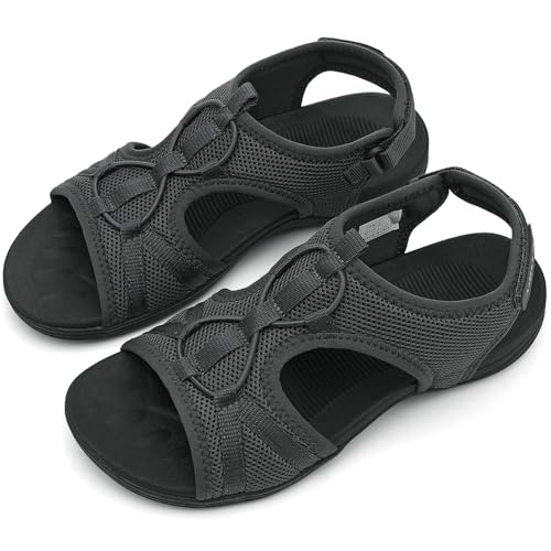 Image of UBFEN Womens Hiking Sandals Comfortable Walking Sandals Summer Sport Breathable Arch Support