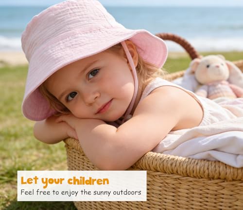 Baby Sun Hat Infant Toddler Summer Bucket Hat, Medical Cotton Yarn Sun Hats for Baby Boys Girls 0-9 Months — view 3