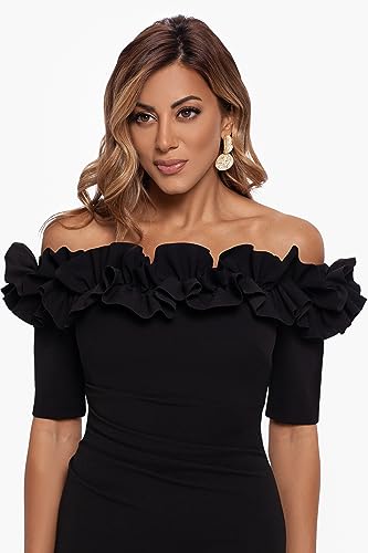 Xscape Women's Long Off The Shoulder Scuba Crepe Dress (Reg and Petite)3