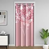 richhome Cortina de puerta con lazo rosa con letra V para puerta, privacidad, bonita mariposa para armario, cortina divisora de habitación, 106 x 203 cm, para dormitorio, sala de estar