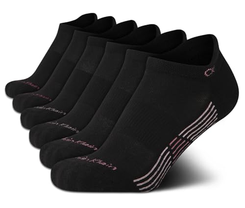 Image of Calvin Klein Womens No Show Socks - 6 Pack Lightweight Cotton Blend Cushioned Low Cut Tab Ankle Socks for Sneakers & Loafers