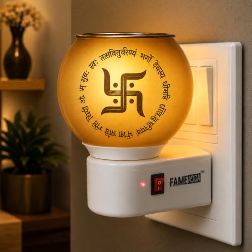 Image of Swastik Glass Electrical Kapoor Dani for Home /Camphor Diffuser Burner /Kapoor Dani Electrical Camphor /Multipurpose Aroma Dhoop Dani /Electric Diffuser Machine with On /Off Switch for Heating