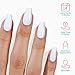 All White Coffin Press on Nails Medium - GJZEZ Soft Gel Solid Color Ballerina T Shape Glue on Nail, Handmade Fall Halloween Glossy Fake Nail | 16 Sizes - 32 pcs Reusable Nails, Classy White