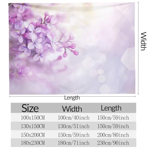 Tapisserie murale effet 3D aquarelle lilas en tissu souple nappe de salon 180×230cm - 6