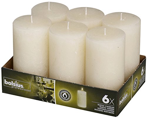 Bolsius Rustic Set of 6 Pillar Candles 2.75X 5 Inch Ivory - Romantic Unscented Dripless Dinner Decoration Table Candles Modern Look Great for Wedding, Home Décor, Bath, Gifts, (130x68mm)