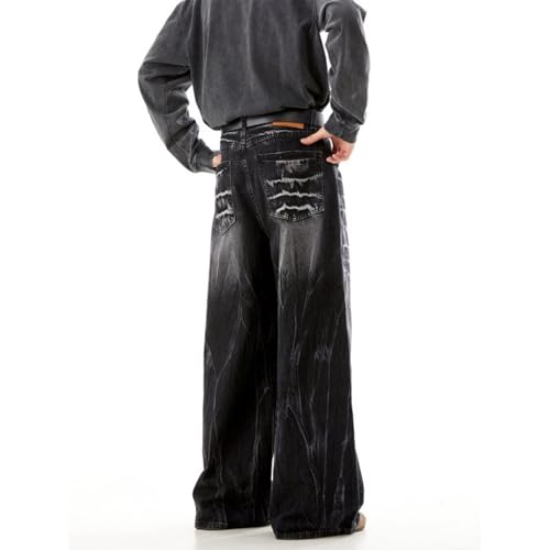 Washed Jeans Men Tie Dye Y2k Baggy Jeans Men Draped Parachute Emo Distressed Wide Leg Denim Pants4