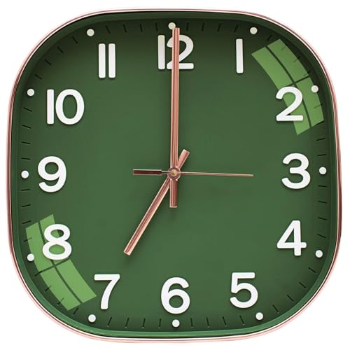 Image of TEKCOOL Plastic Analogue Wall Clock 12 inch Silent Quartz Decorative Wall Clock Non-Ticking Classic Clock Battery Operated Round Easy to Read for Room /Home /Kitchen /Bedroom /Office /School.Mehendi-