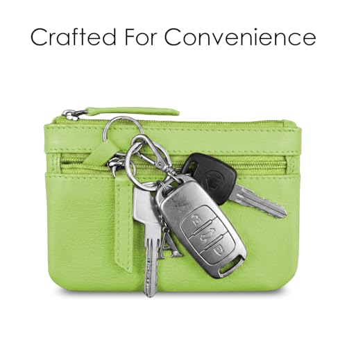 Image of ili New York Leather Mini Compact Coin Purse - Pear