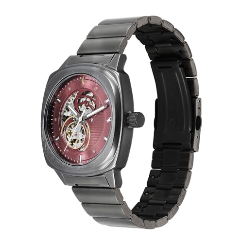Image of Fastrack Automatics 3.0 Analog with Dusty Rose Dial Gun Stainless Steel Metal Strap Watch for Men - 3333QM01