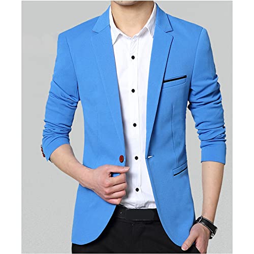 Dawwoti Blazer masculino plus size slim fit jaqueta de smoking de casamento casual para negócios, Az