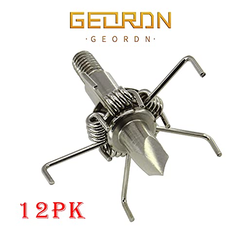 Broadheads 100 Grain Archery Hunting Head Bow Hunting Arrow Tip Field Points Practice And Small Outdoor Hunting Game For Compound Recurve Bow Crossbow (Sharp Judo Silver-12 Pk) #TOP1