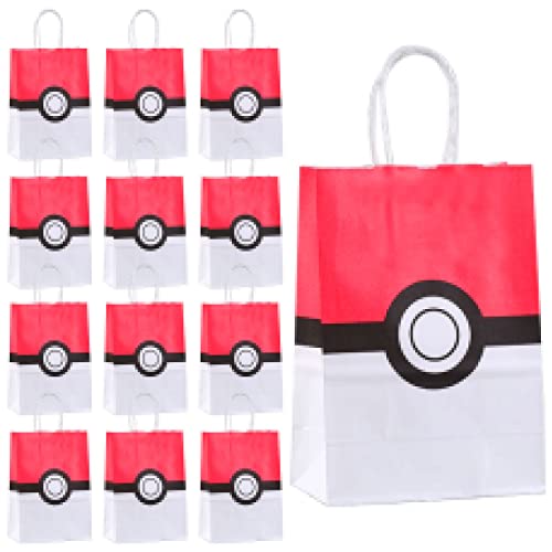 Puduoy 12 Stück Papiertüten Kindergeburtstag, Party Süßigkeitentüten, Papiertüten, Cartoon Papier Geschenktüten für Kinder Thema Geburtstagsfeier, Hochzeit, Halloween, Weihnachten Party Cover