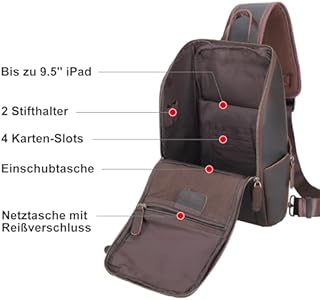 Vintage Volnerf Lederen Sling Bag voor Mannen, Crossbody