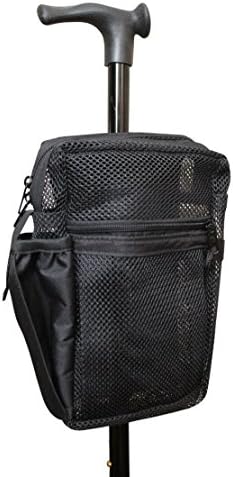 Cane Buddy - Secure Pouch, Accessory Bag for Cane, Walker, Crutches and Wheel Chairs (Black)