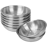 Belle Vous Salseras para Salsas Acero Inoxidable Cuenco Inmersión (Pack de 8) 7,5 cm Mini Cuencos Aperitivo para Salsa de Soja, Aderezos, Aperitivos y Refrigerios Cuenco Metalico Condimentos 130 ml