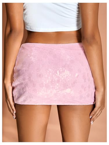MakeMeChic Women's Sequin Sparkly Skirt Mini Micro Glitter Y2k Low Rise Summer Skirt2