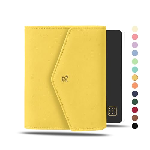 Pochette B6 en cuir synthétique jaune avec journal à pois et porte-stylo Neorah