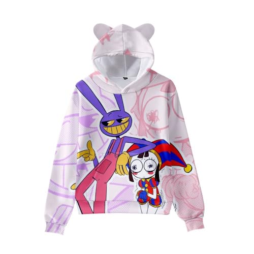 Unisex Kids Cartoon Graphic Multicolor Print Digital Circus Pullover Hoodie with Kangaroo Pocket