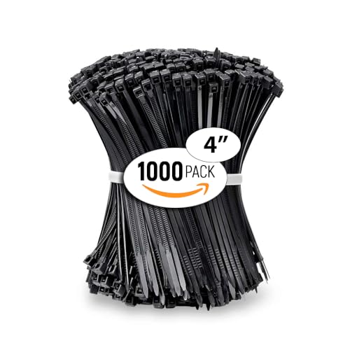 ALBO Black Zip Ties 4 Inch Plastic Cable Ties 1000 Pack Tie Wraps 18lb UV Resistant Small Nylon Wire Ties