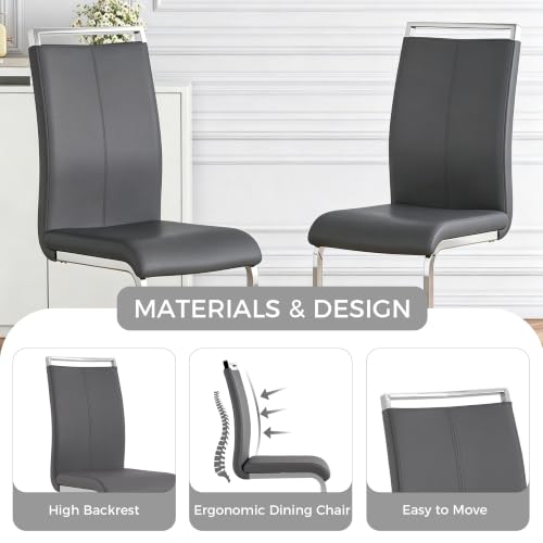 Image of Baysitone Modern Dining Chairs Set of 4, Side Dining Room Chairs, High Back Kitchen Chairs with Faux Leather Padded Seat for Dining Room,Kitchen, Living Room Grey