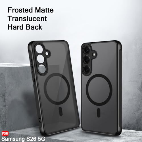 Image of TheGiftKart for Samsung S26 Case, Matte Frosted Hard Back Cover Compatible with MagSafe, Hybrid Shockproof Galaxy S26 Back Cover (PC & TPU, Translucent Black)