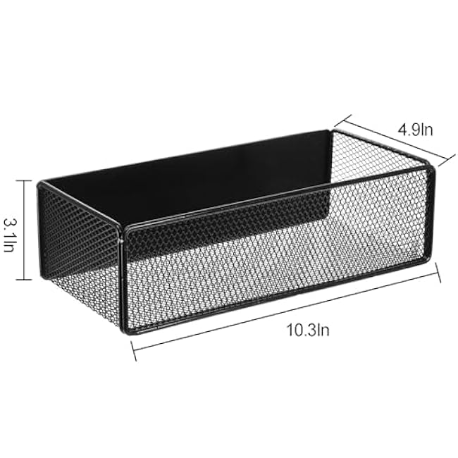 WUWEOT 2 Pack Magnetic Basket Fridge Side Organizers, Strong Magnetic Spice Rack, Metal Wire Mesh Shelf for Refrigerator, Kitchen Counter, Cabinet and Oven