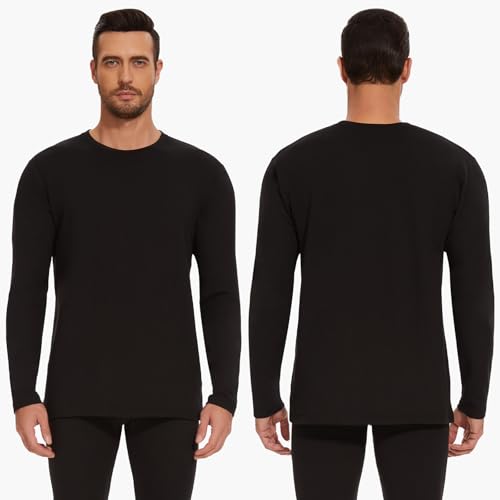 AKKQHH Thermoshirt Herren Thermo Oberteil Longsleeve Langarmshirt Thermounterwäsche Skiunterwäsche Warm Unterwäsche Männer Funktionsunterwäsche Winter(Schwarz,L)