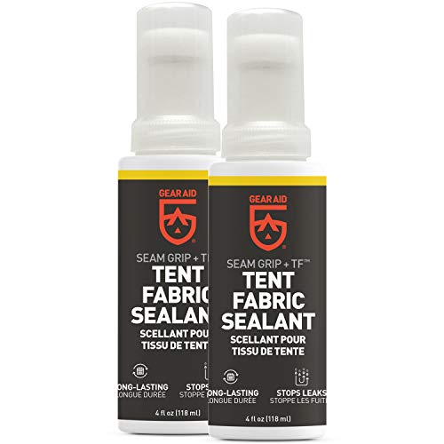 GEAR AID Seam Grip TF Tent Fabric Sealer for Waterproofing and Restoring Polyurethane Coating (PU) on Nylon Tent Floors, Rainflies and Tarps, Treats up to 85 sq. ft, Clear, 4 fl oz, 2 Pack