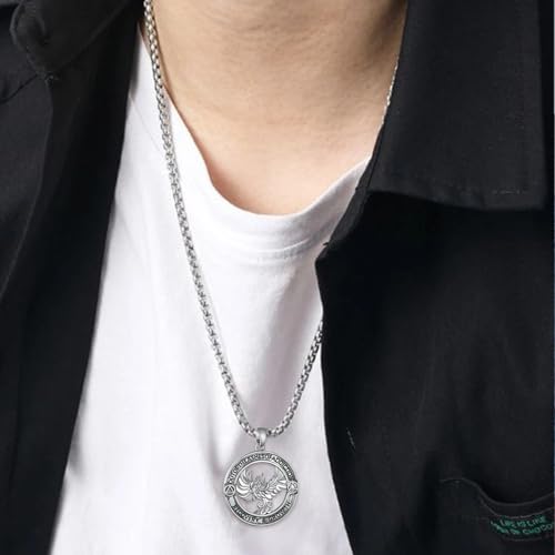 Phoenix Sobriety Necklace for Men - 925 Sterling Silver Recovery Pendant with Engraving, Out of The Ashes AA Gift3