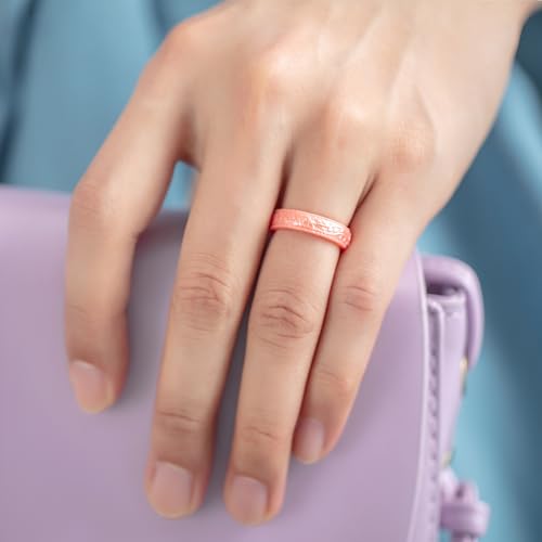 ThunderFit Silicone Rings for Women, Rubber Engagement Wedding Bands Vine Design 5.5mm Wide 2mm Thick - Variety Multipack 4-123